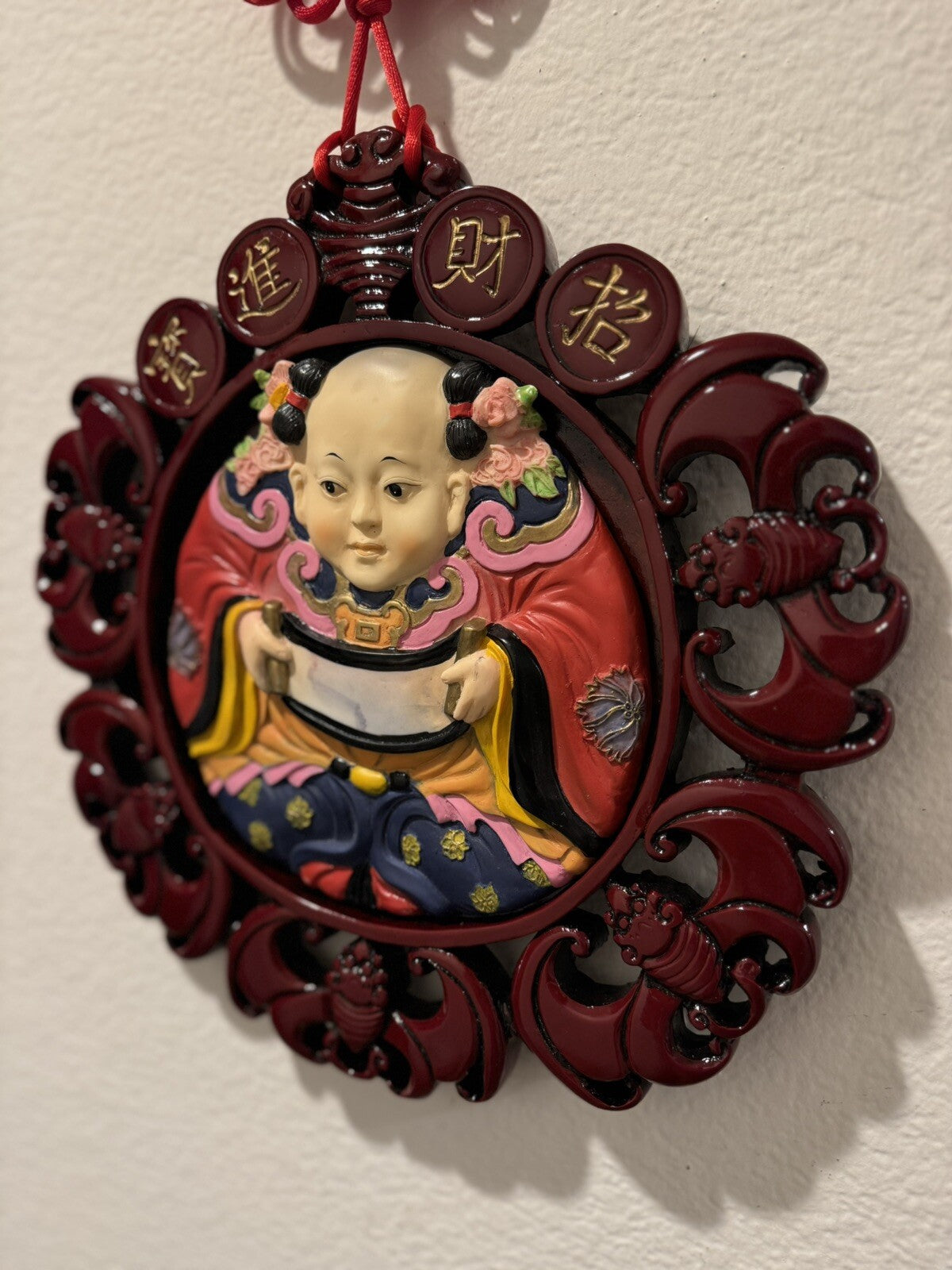 Chinese Opera Mask Wall art Handcrafted 3D Framed Artwork Traditional Decor