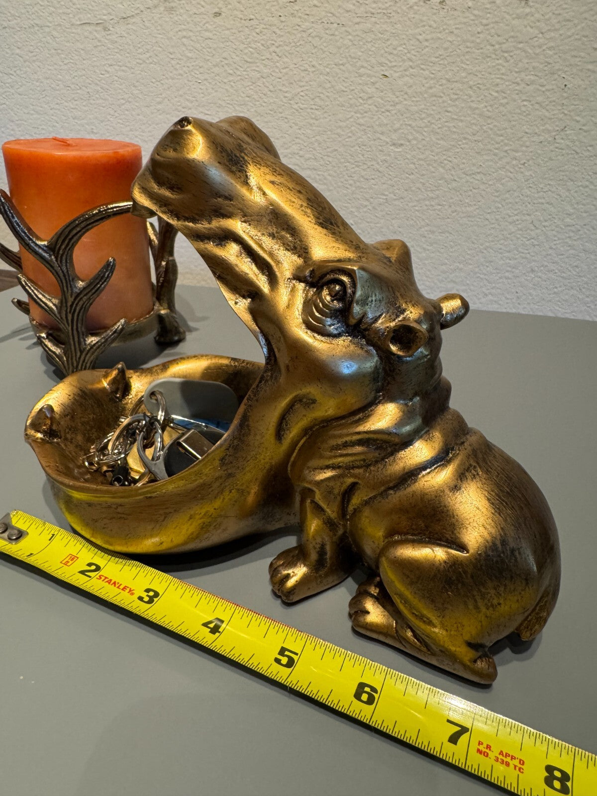 Golden  Hippo Decorative Storage Tray - Stylish Home Decor Accessory for Key