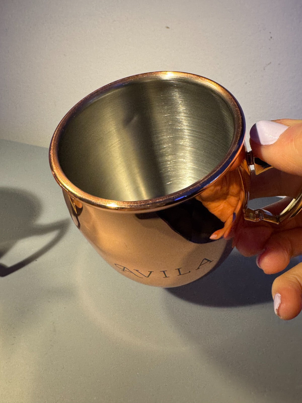 Set of 2 Avila Copper-Plated Moscow Mule Mugs - 16 oz, Stainless Steel Interior
