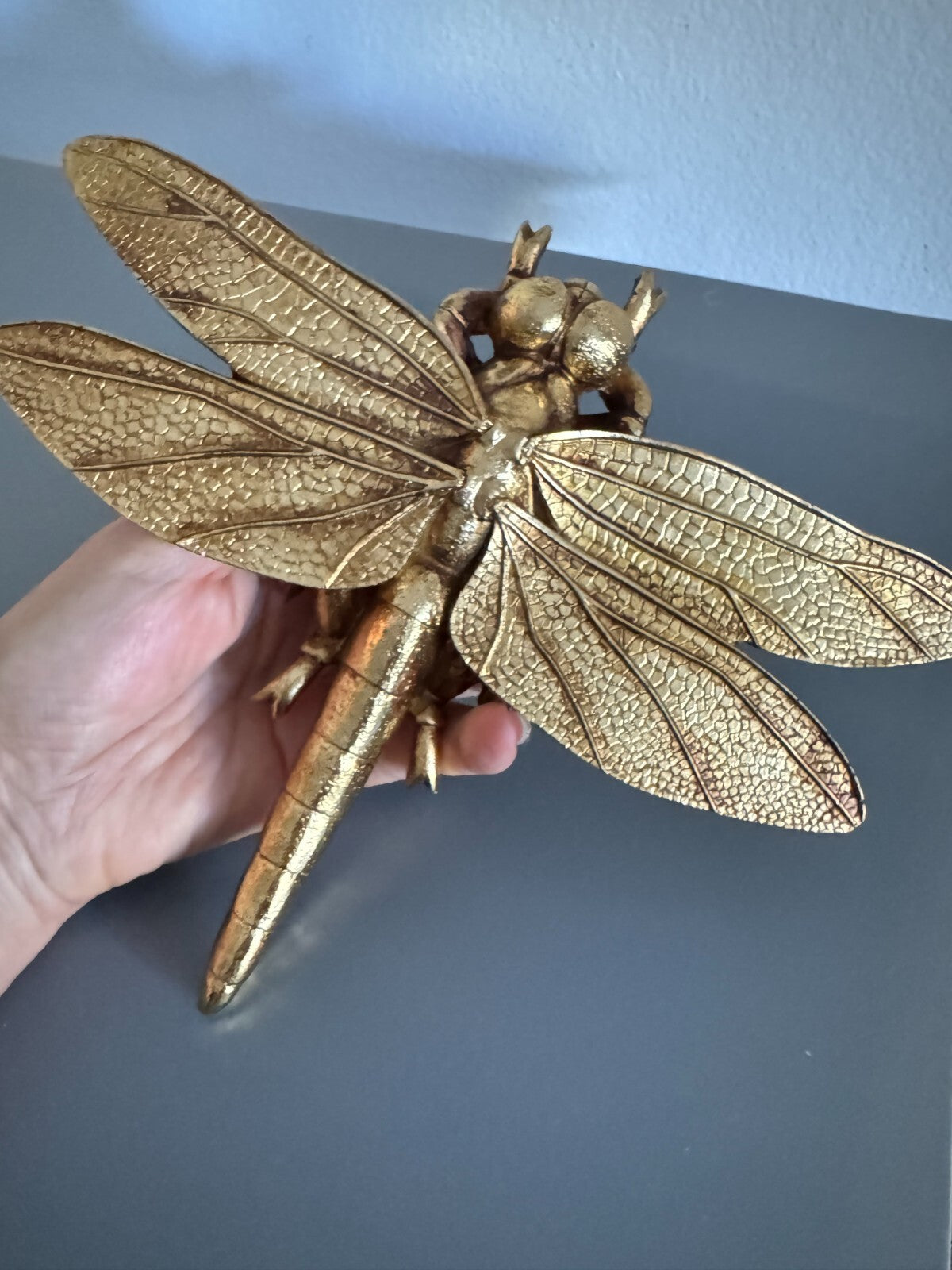 Gold Dragonfly Resin  Wall Figurine Gift Home Decor