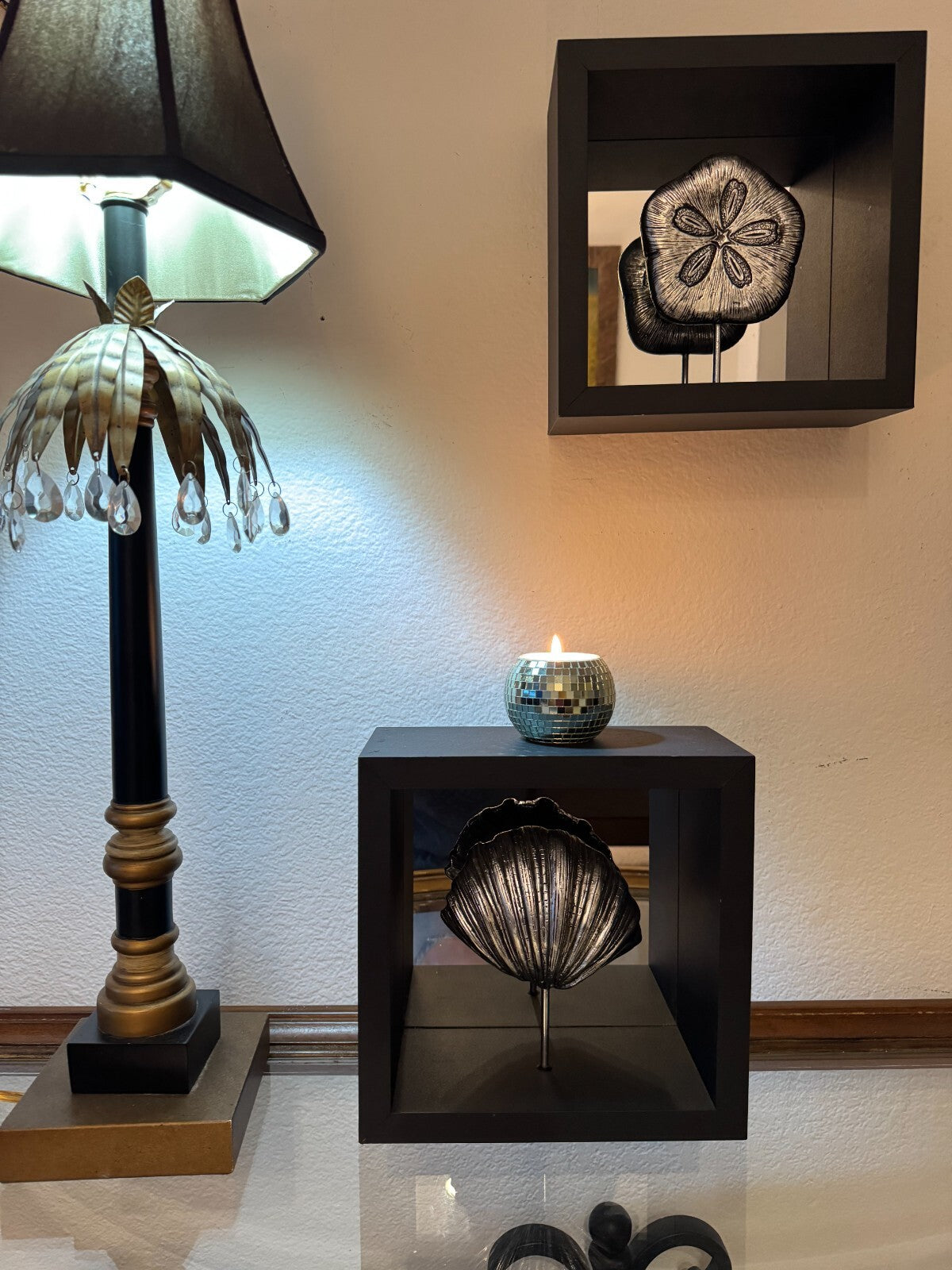 Set Of 2 Metal Art Framed Shell Modern Art Original