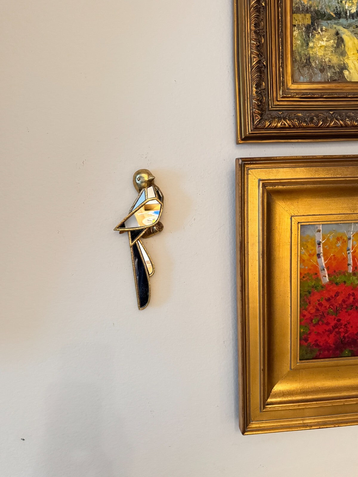 Elegant Golden-Tone Sparrow Wall Decor, 11x4 Inches - Resin Crafted with Reflect