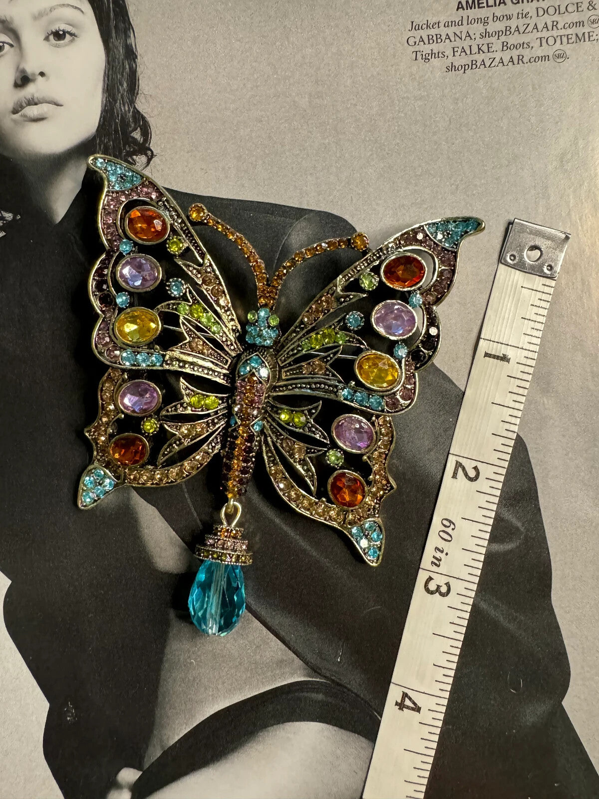 Rhinestone Butterfly Brooch Women Unisex Pin Party Casual