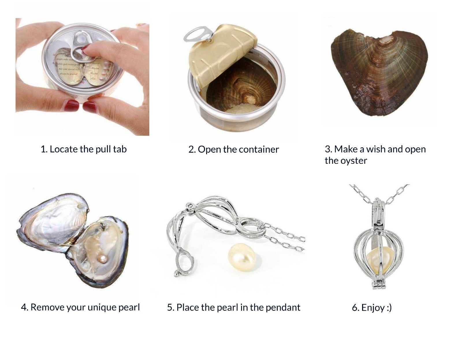 Make a Wish Pearl Necklace Gift Set – Real Oyster with Pearl & Cage Pendant,