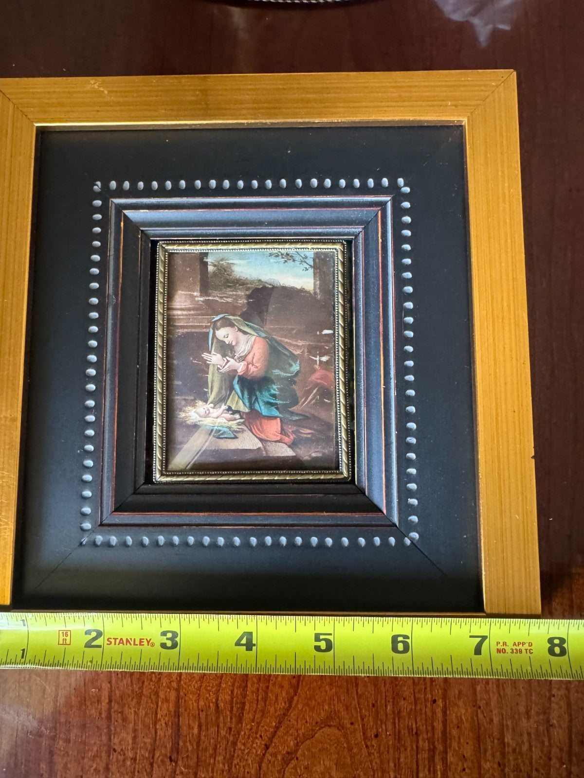 Antique Miniature  Painting – Madonna and Child Nativity Scene Signed Correggio