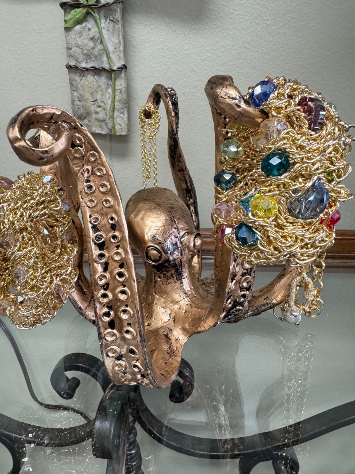 Gold Octopus Resin Sculpture Organizer – Nautical Tentacle  Holder
