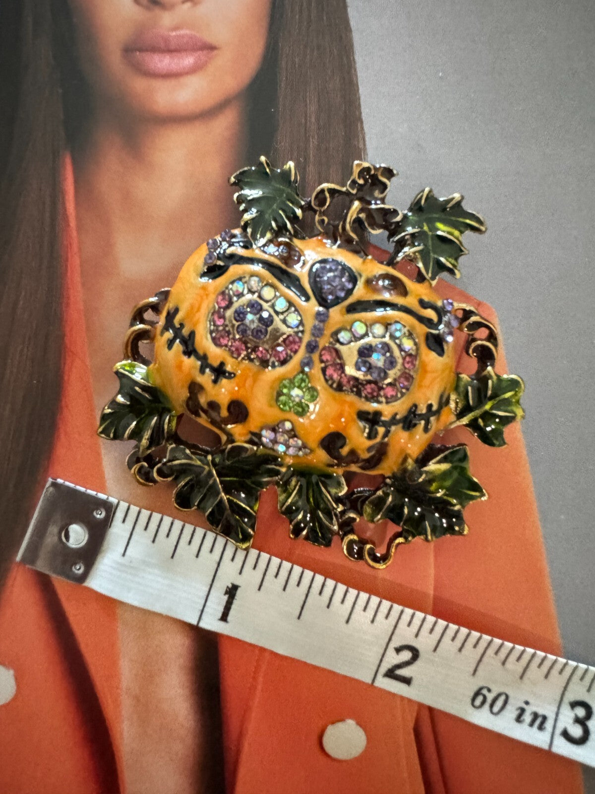 Rhinestone Pumpkin Brooch Halloween Party Pin Women Unisex Free Shipping 2-5 Day