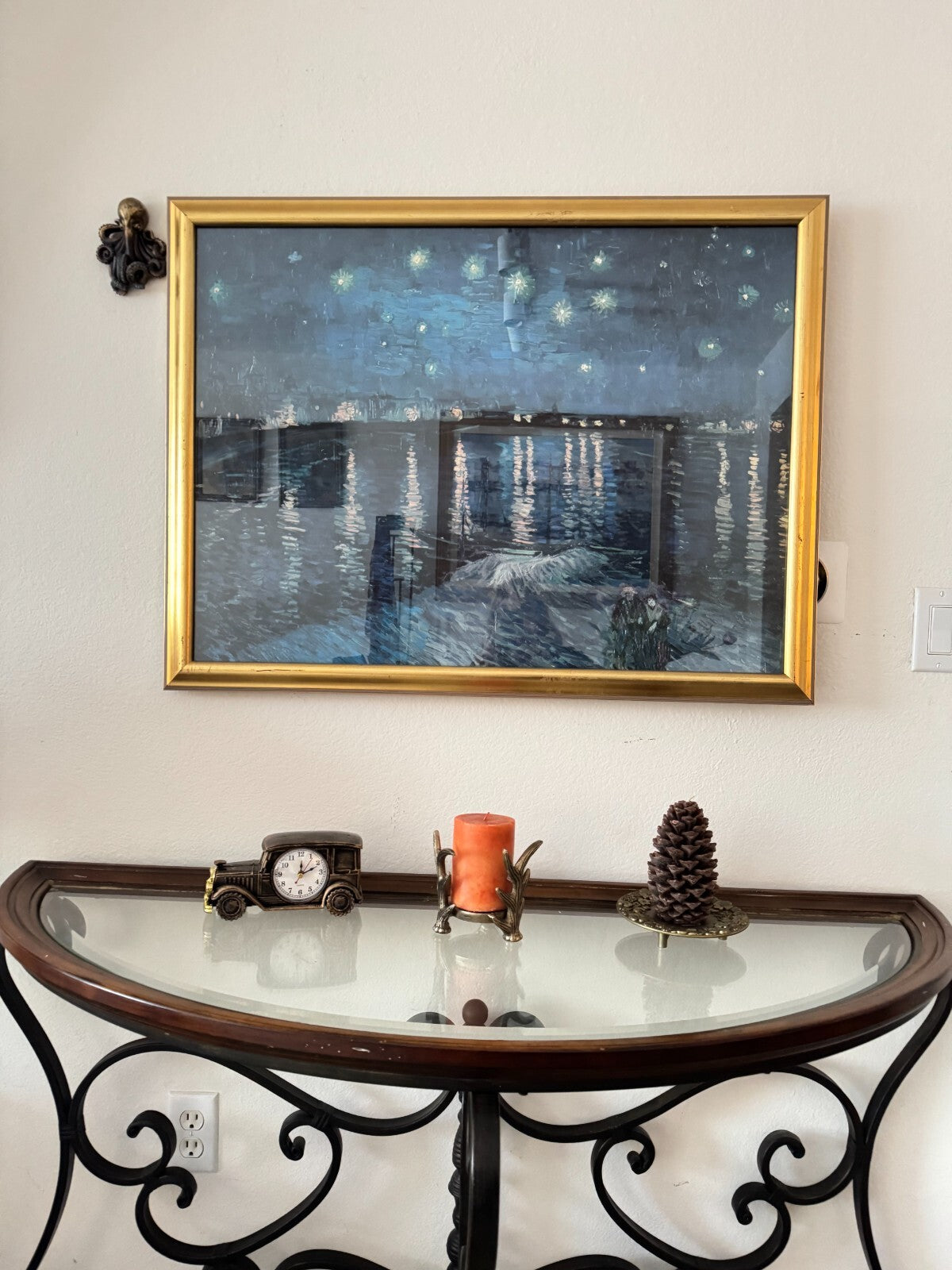 Vincent Van Gogh's ''Starry Night Over the Rhone''Print Gold Frame  33''x25''