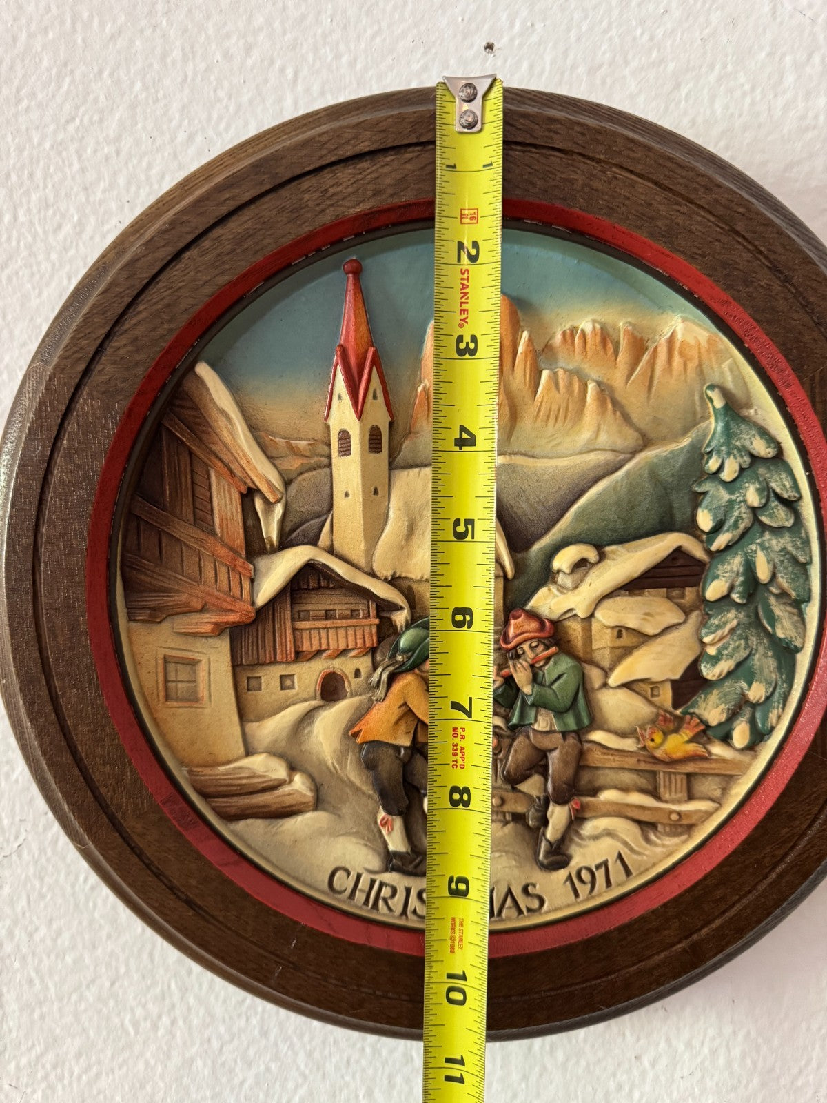ANRI Christmas 1971 Wall Plaque Christmas  St. Jakob in Gröden” Italy Carved Woo