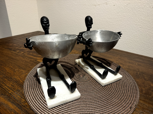 Unique Skeleton Metal Bowl Holders - Set of 2 - Decorative Tabletop Figurines