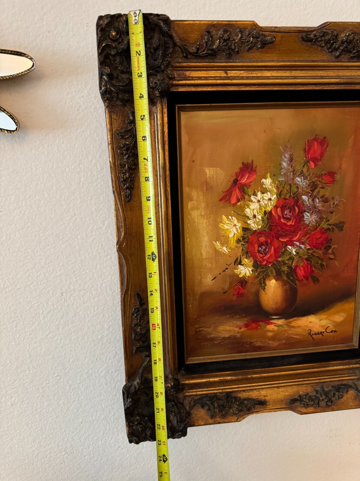 Vintage Robert Cox Original Oil Painting Floral Handcrafted Wooden Gold Frame