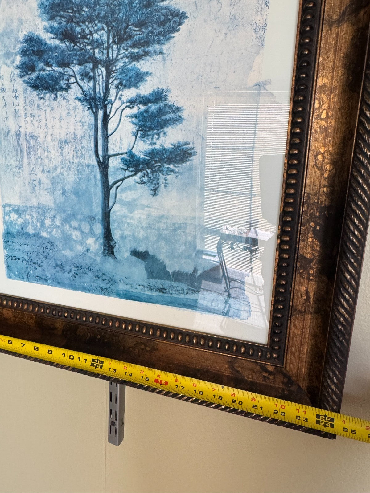 Leo-Donald Farnsworth "Blue Tree "Art Print with Asian Calligraphy 30x23”