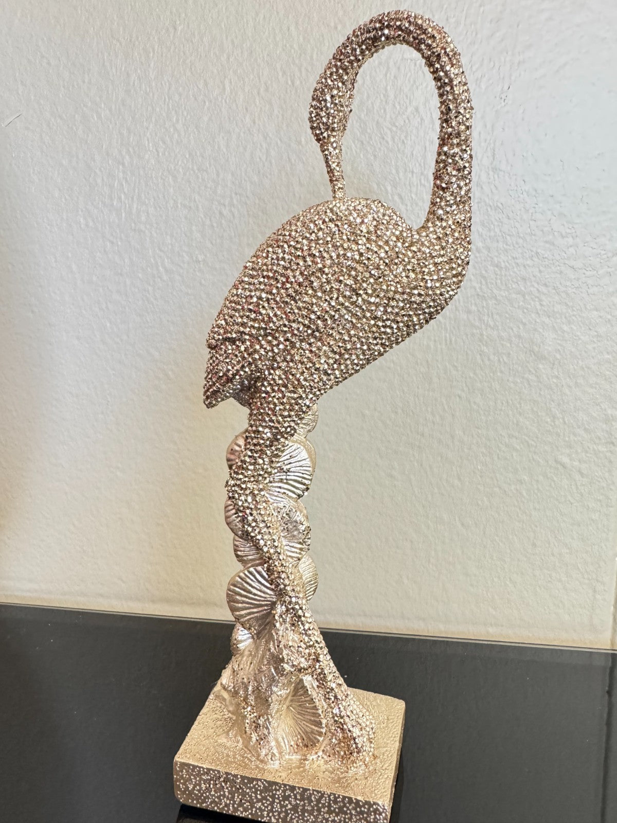 Sparkling Gold Resin Flamingo Figurine – 8” Tall Decorative Bird Statue,  Brand