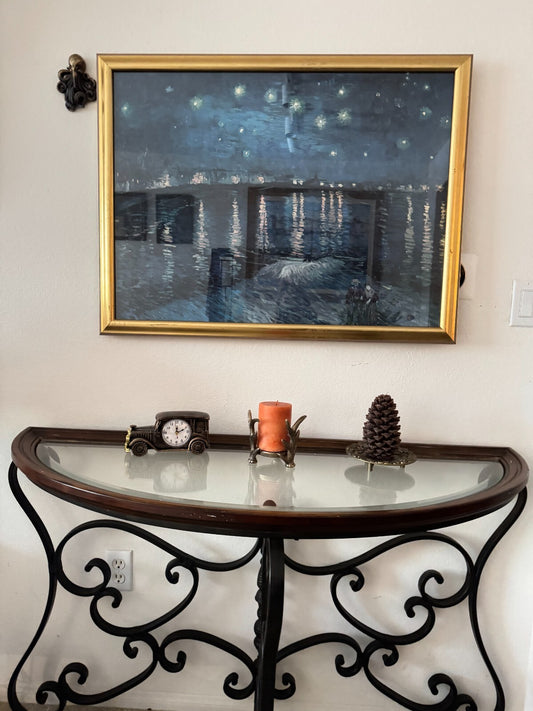 Vincent Van Gogh's ''Starry Night Over the Rhone''Print Gold Frame  33''x25''
