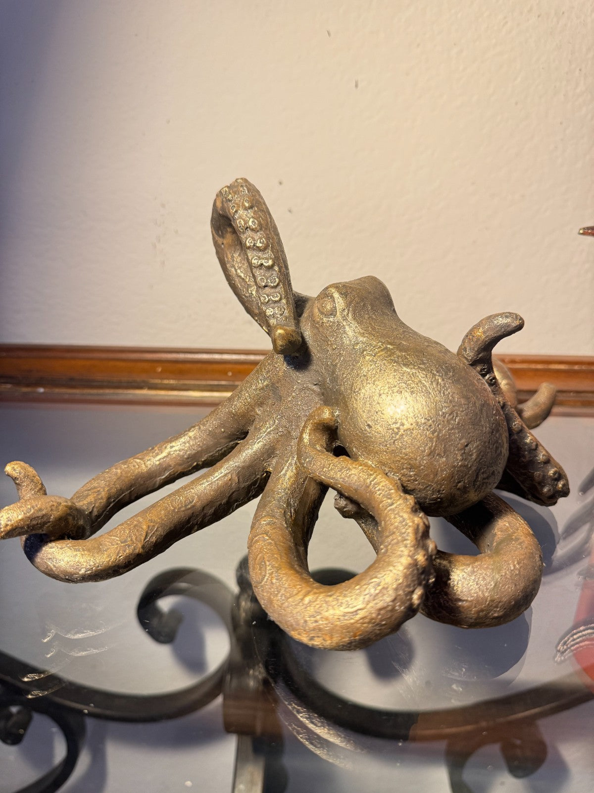 Bronze Finish Resin Octopus Figurine – 7” Nautical Coastal Decor Statue