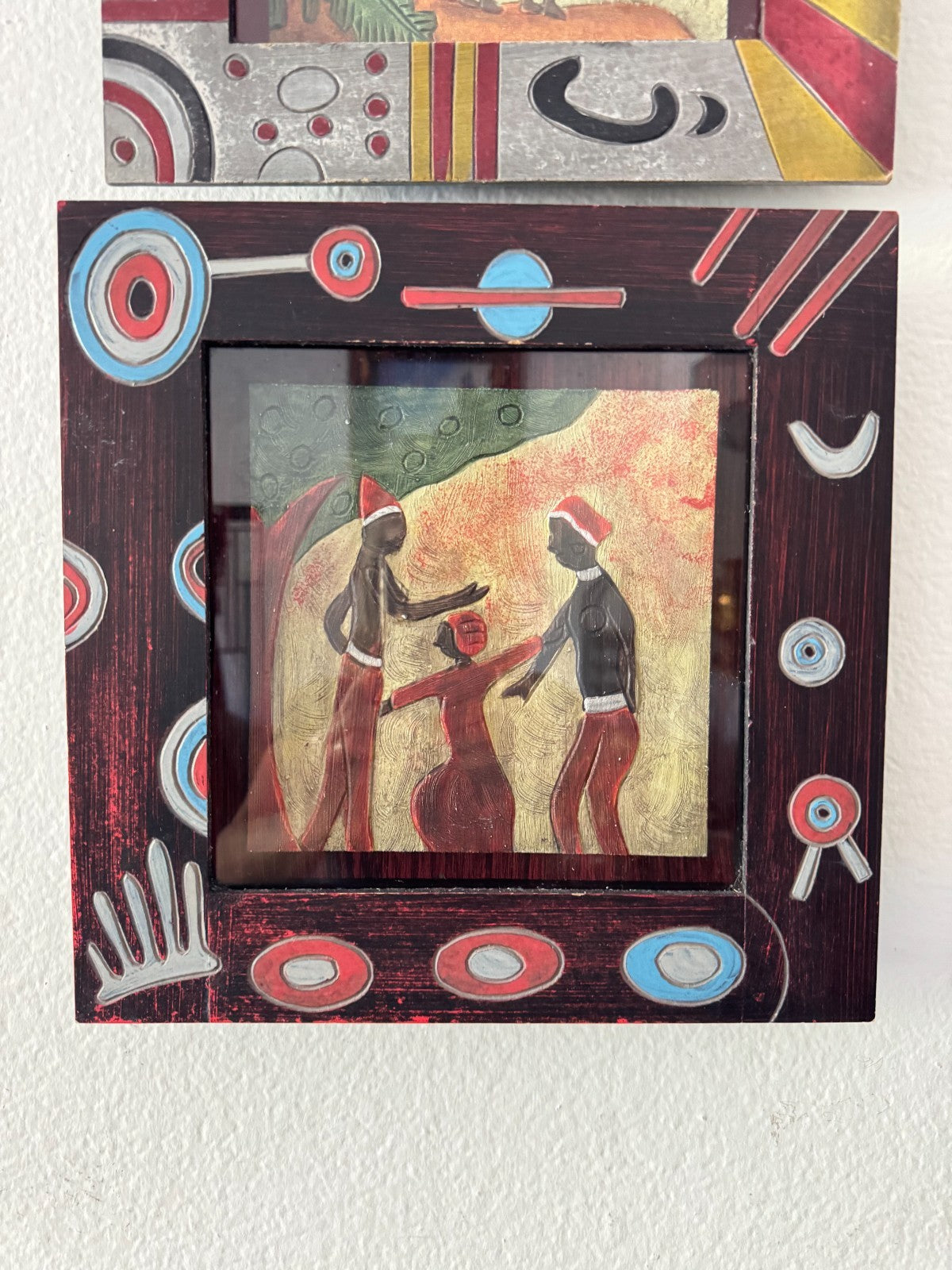 Set of 2 African Tribal Framed Art Prints – Colorful Geometric Frames – 12”x12”