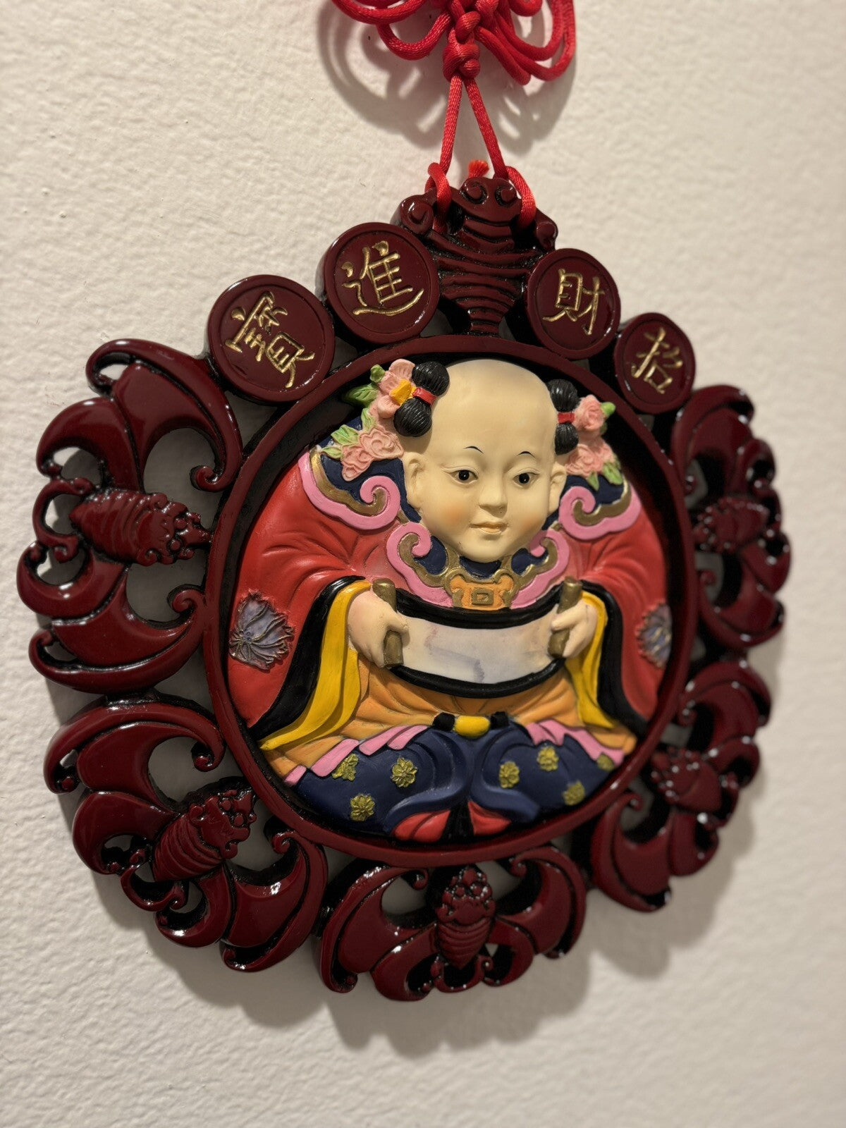 Chinese Opera Mask Wall art Handcrafted 3D Framed Artwork Traditional Decor