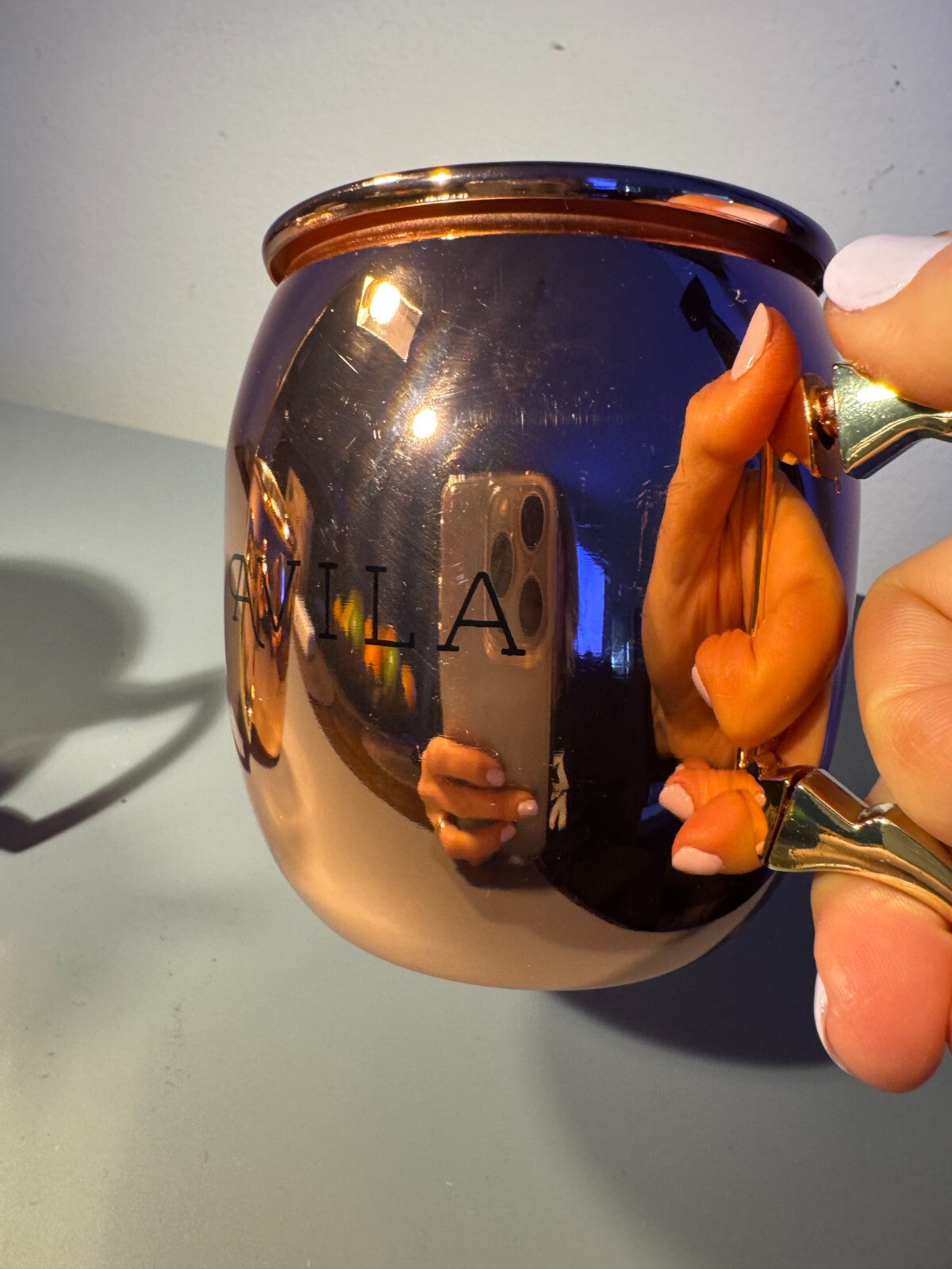 Set of 2 Avila Copper-Plated Moscow Mule Mugs - 16 oz, Stainless Steel Interior