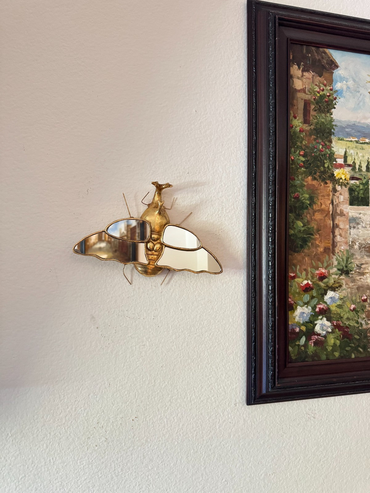 Resin Insect Wall Mirror – Beetle Bug Design with Mirrored Wings, 10”x7”,