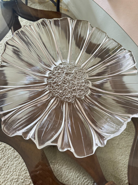 Vintage Large Clear Glass Flower Bowl - 13” Diameter Decorative Centerpiece