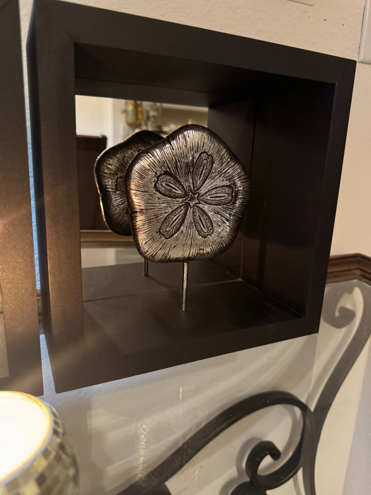 Set Of 2 Metal Art Framed Shell Modern Art Original