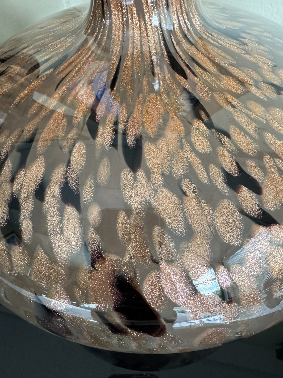 Set of 2 Handblown Art Glass Vases –  Modern Speckled Pattern Tall 20, 10in