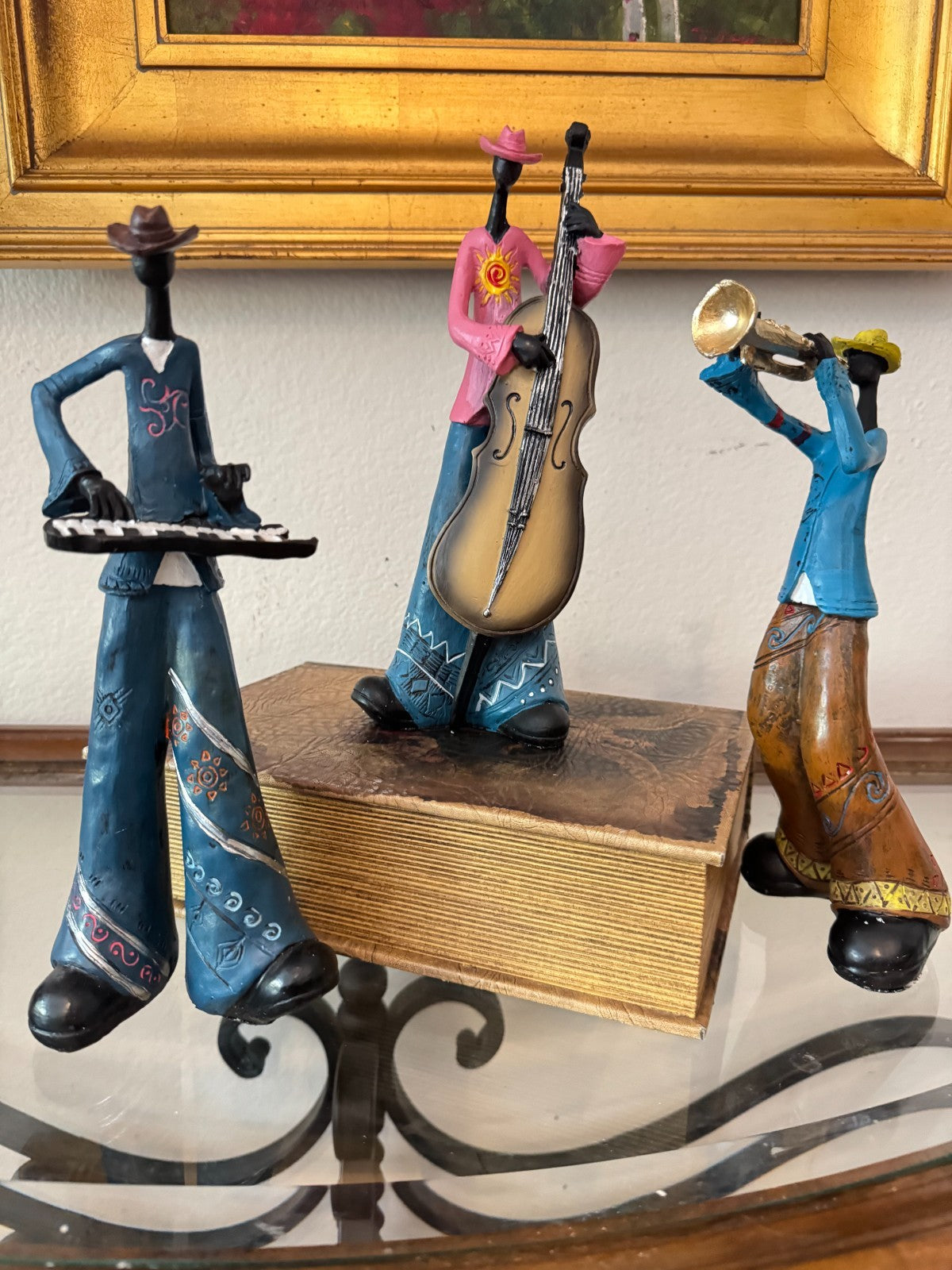 Colorful Resin Jazz Musician Figurines  Set of 3 Keyboard, Tall -10