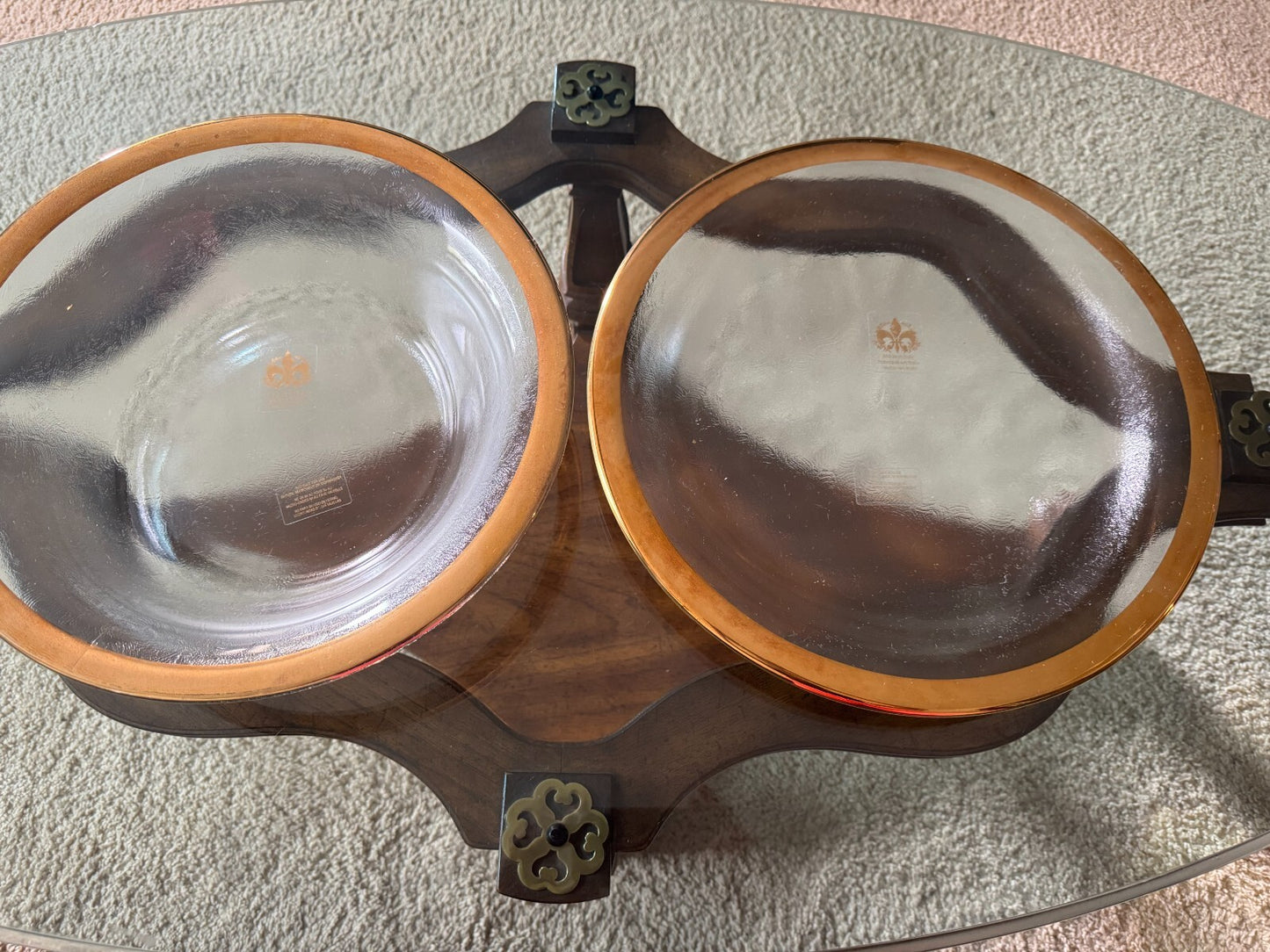 Set of 2 Italian Handcrafted Glass Bowls with Gold Rim – Made in Italy