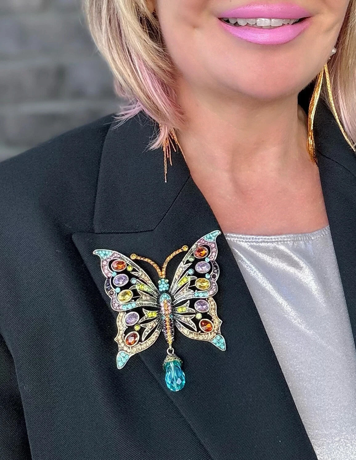 Rhinestone Butterfly Brooch Women Unisex Pin Party Casual