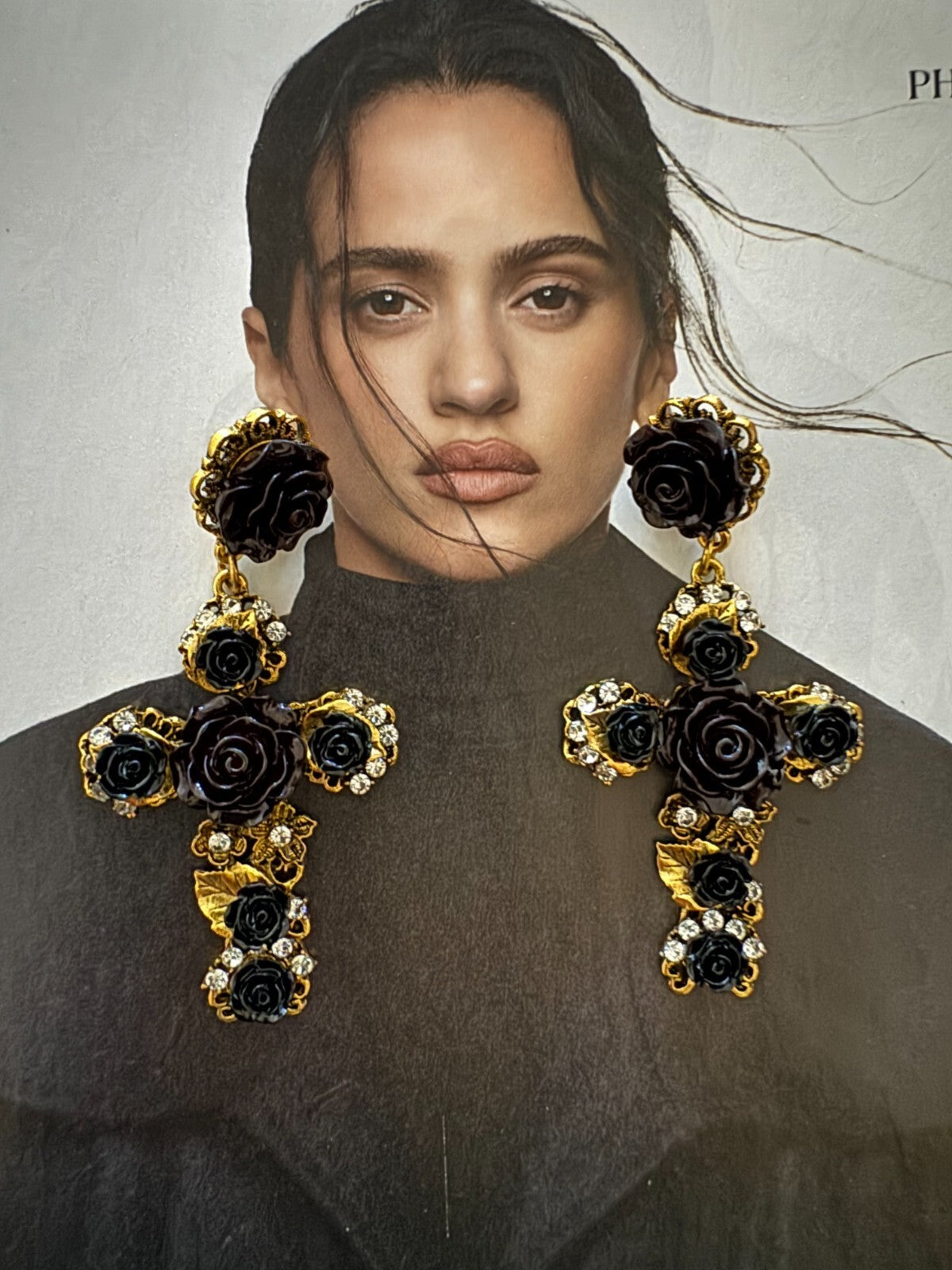 Roses Cross Earring| Fashion Vintage Accessory|  Pin Free Shipping 2-5 Days