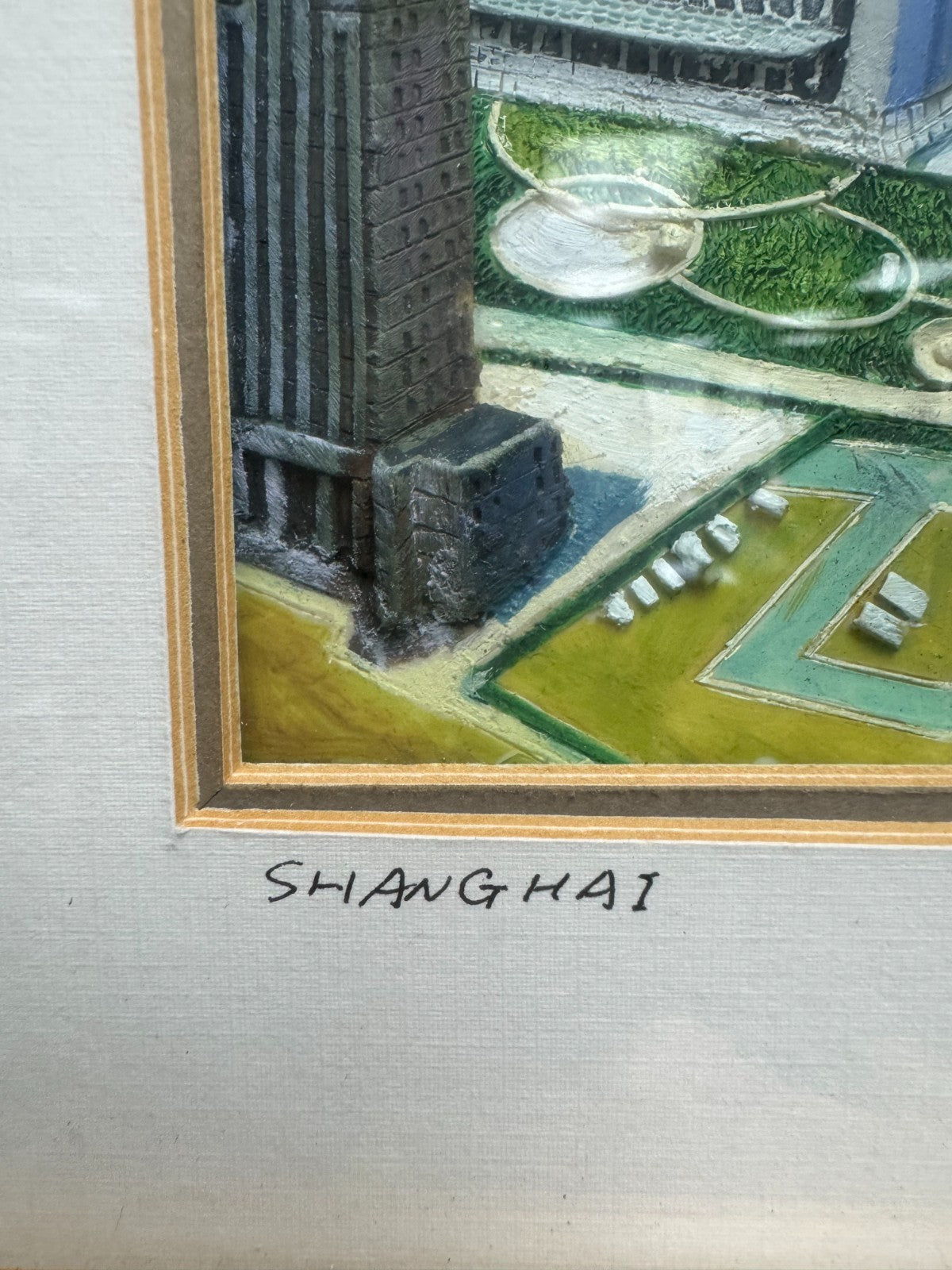 Shanghai Skyline 3D Relief Artwork  Oriental Pearl Tower  Signed David Amos 2002