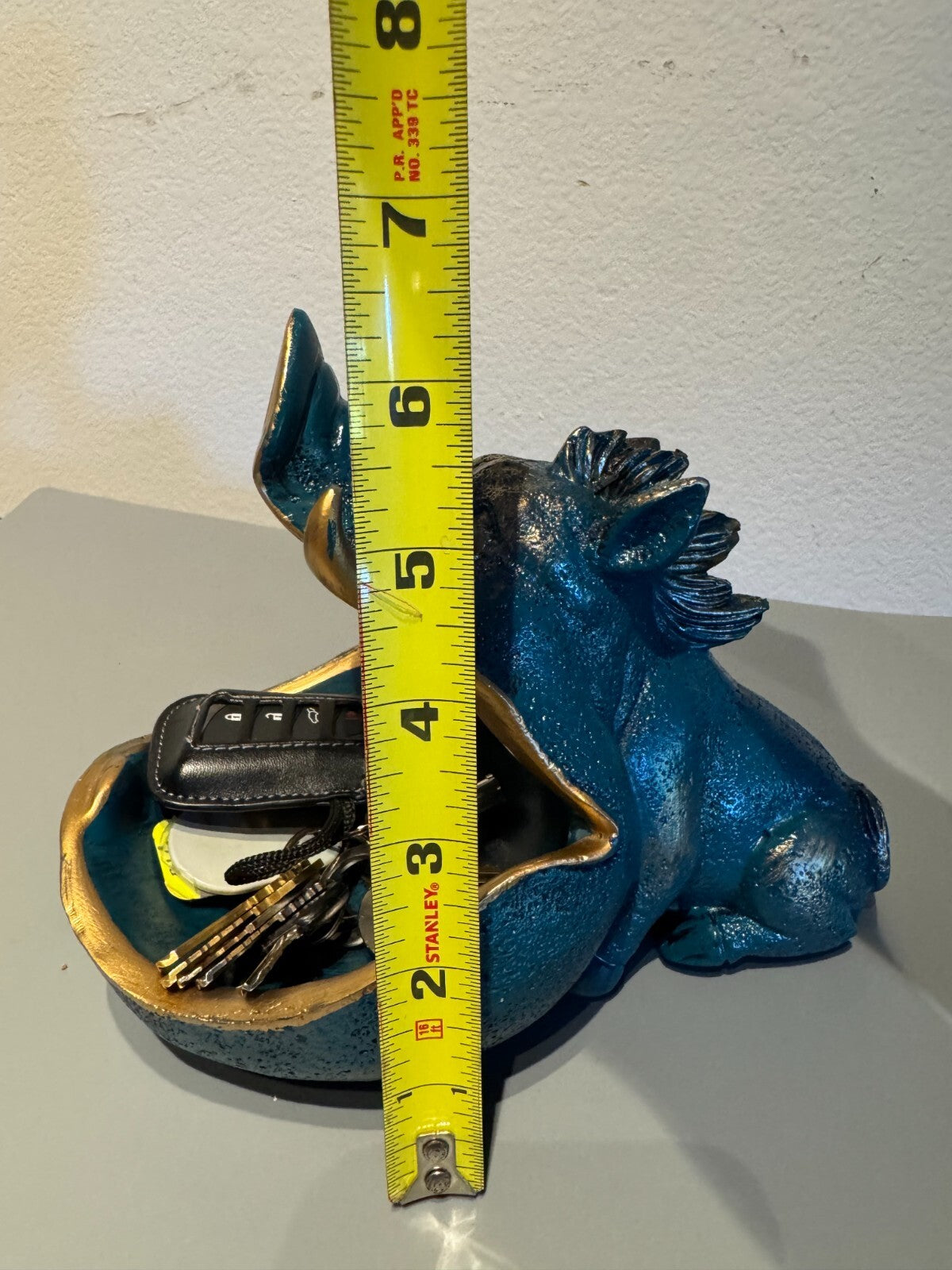 Charming Resin Boar Statue with Storage Tray - Perfect for Keys,
