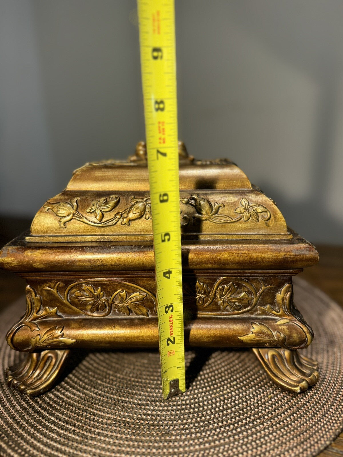 Vintage Handcrafted Jewelry Box Antic Style Design Stone