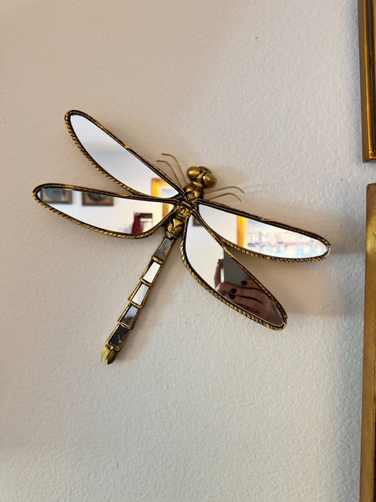 Vintage-Style Resin Dragonfly Wall Decor with Mirror Wings – 11” x 9.5”