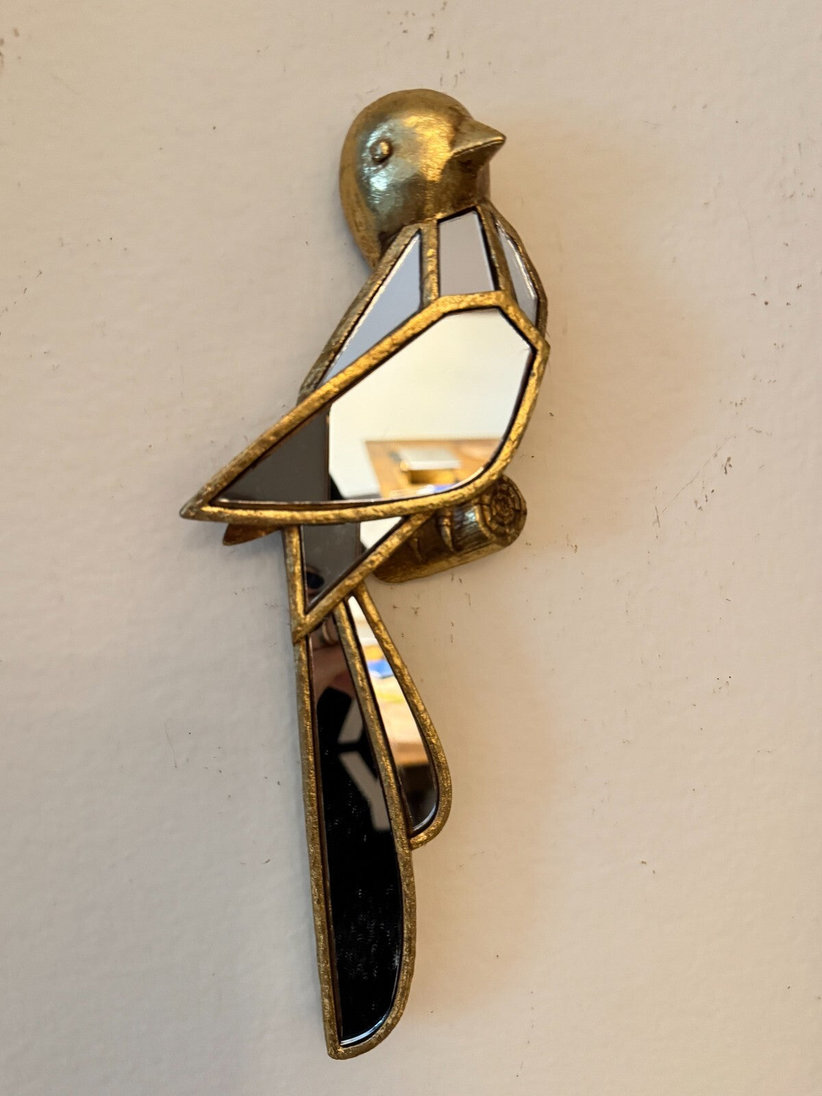 Elegant Golden-Tone Sparrow Wall Decor, 11x4 Inches - Resin Crafted with Reflect