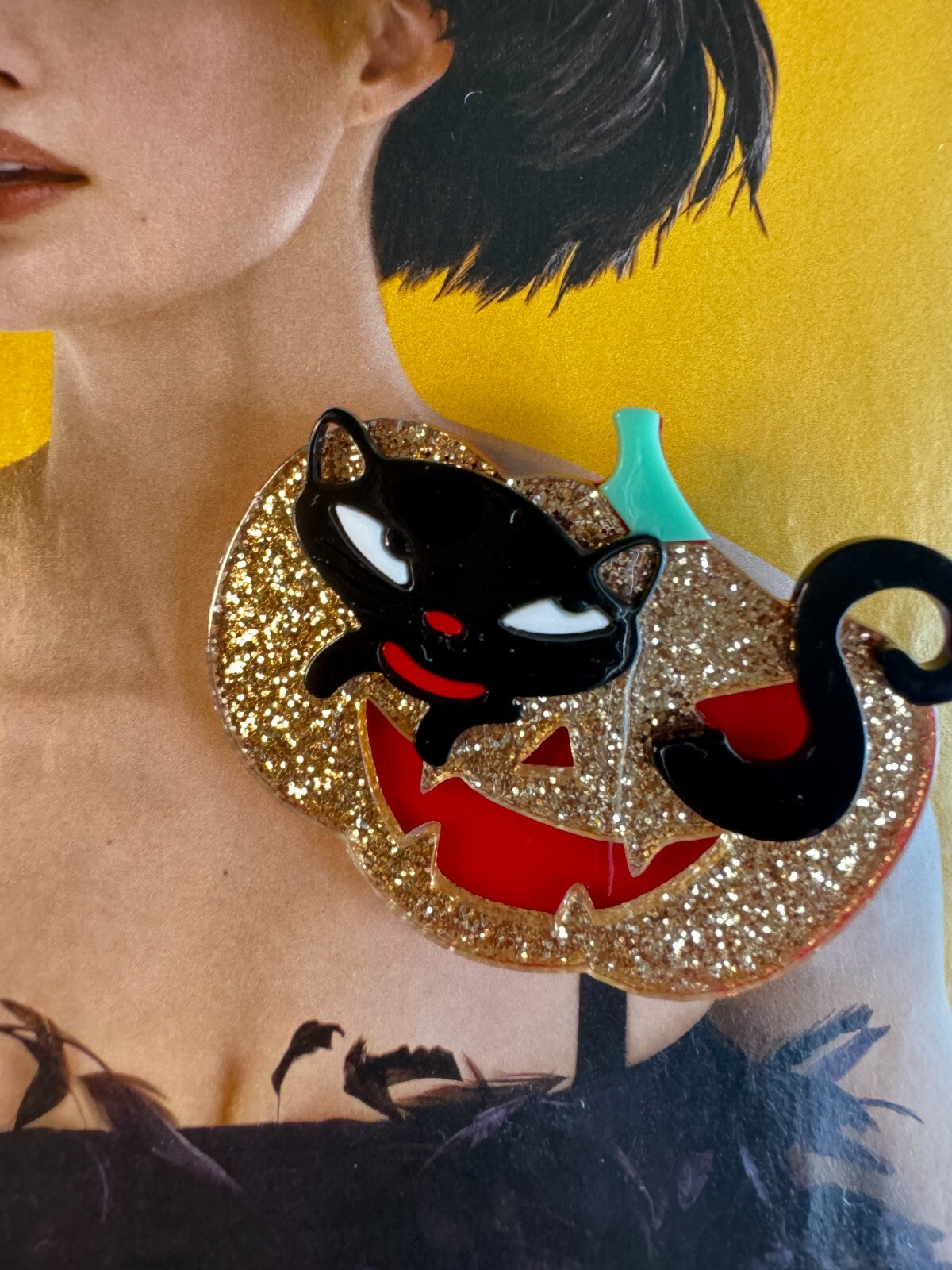 Cat Pumpkin Brooch |Halloween Party  Pin| Women Unisex| Free Shipping 2-5 Days