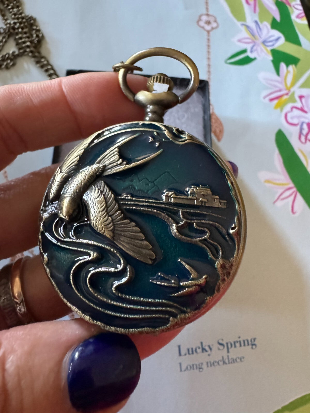 Vintage  Style Quartz Pocket Watch Necklace – Lucky Spring Design