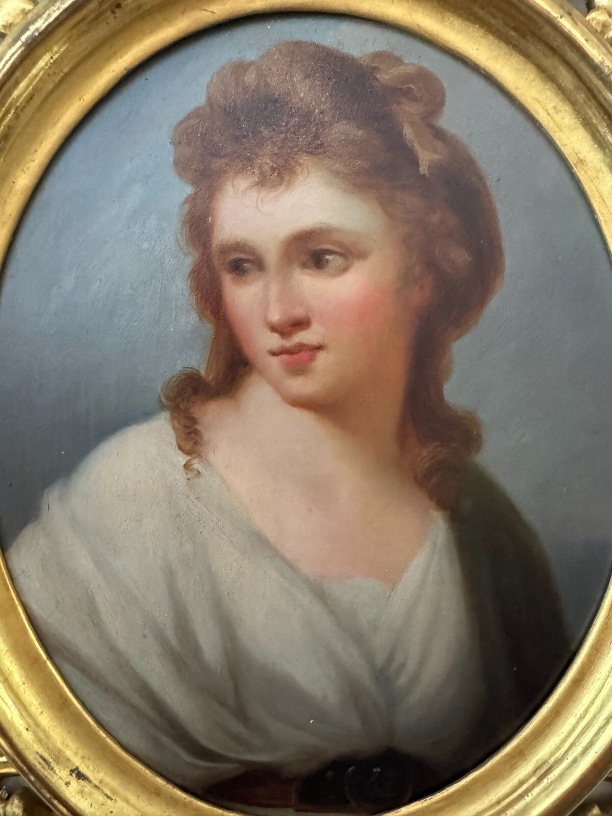Antique French Portrait Canvas by Léon Girardet in Ornate Gilt Frame, 19th Centu