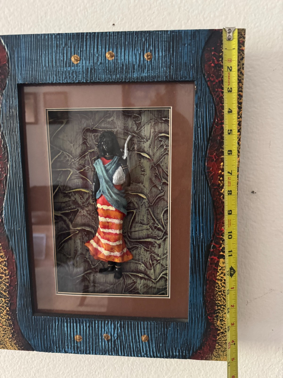 Framed 3D African Wall Art – Woman in Traditional Dress – Mixed Media Shadow Box