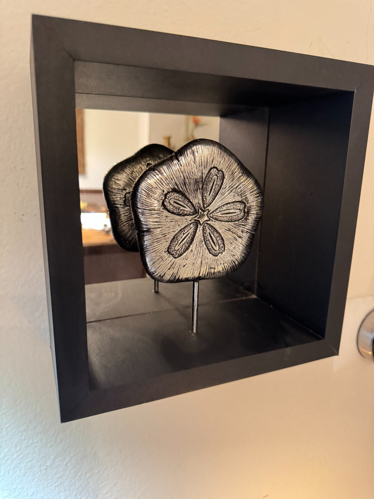 Set Of 2 Metal Art Framed Shell Modern Art Original