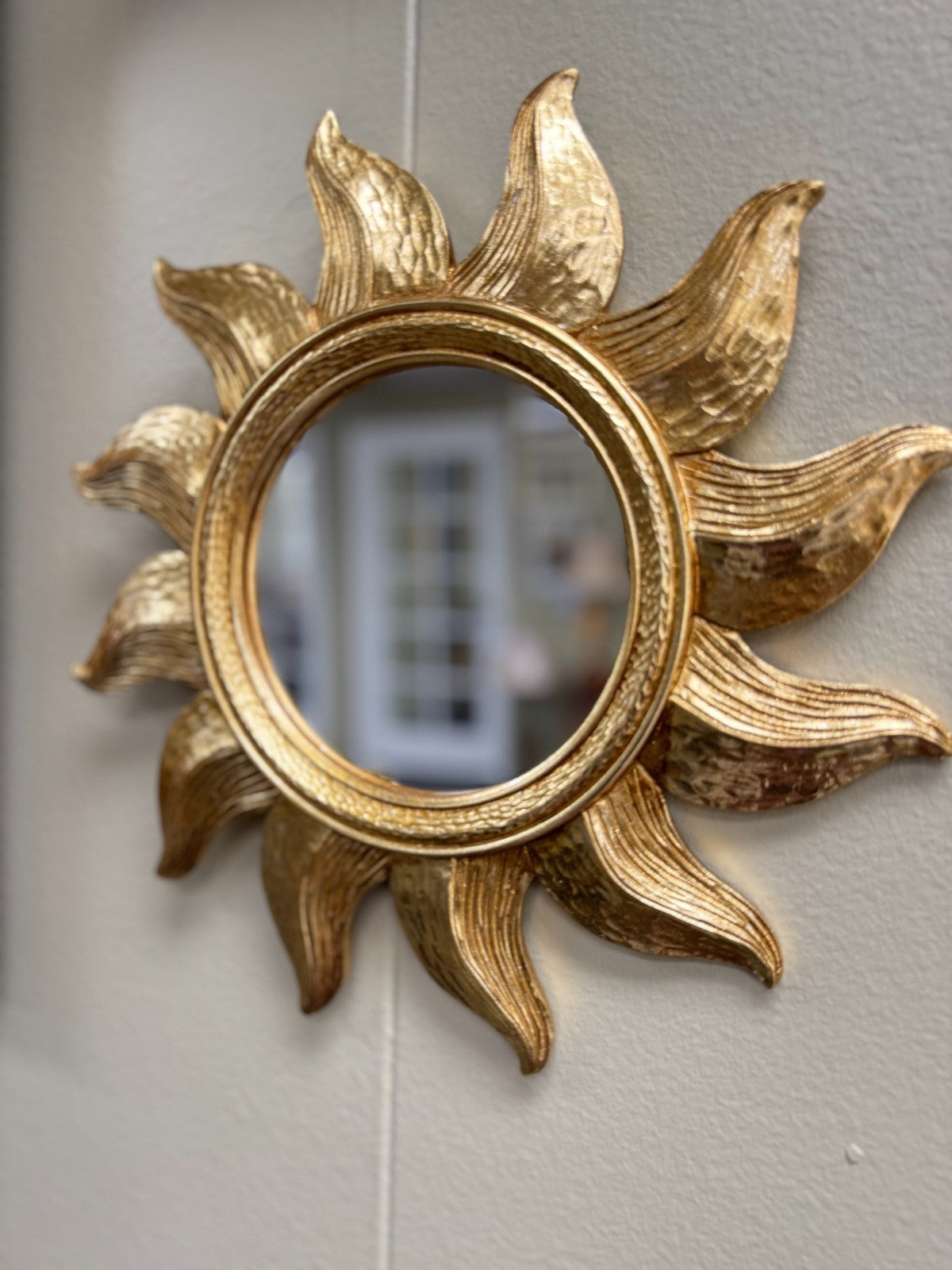 Gold Sunburst Wall Mirror Round Resin Decorative Accent 12” – Brand New
