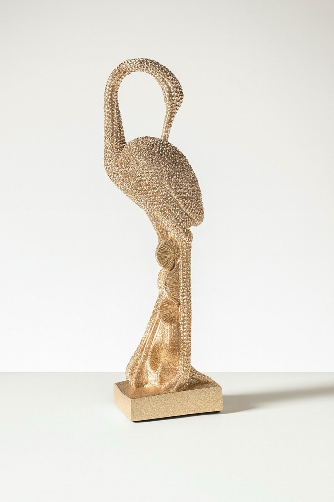 Sparkling Gold Resin Flamingo Figurine – 8” Tall Decorative Bird Statue,  Brand