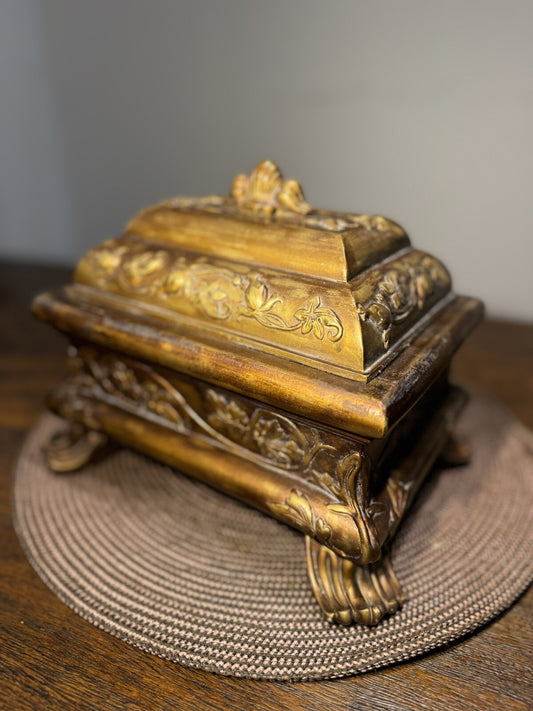 Vintage Handcrafted Jewelry Box Antic Style Design Stone