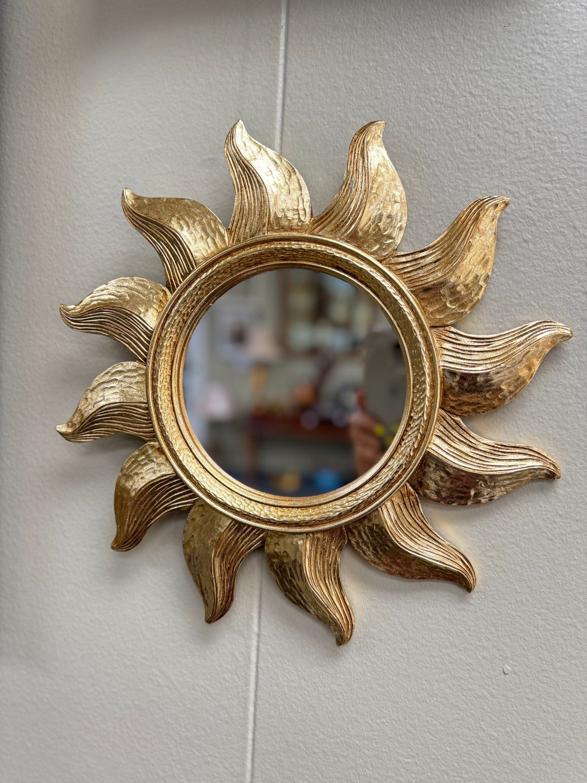 Gold Sunburst Wall Mirror Round Resin Decorative Accent 12” – Brand New