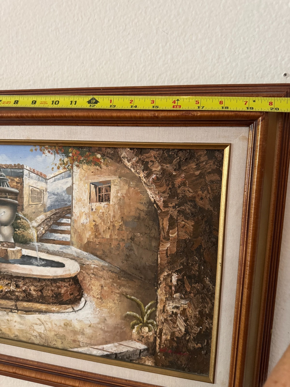 W. Nelson Signed Original Oil Painting – Mediterranean Courtyard Scene – 15x20 W