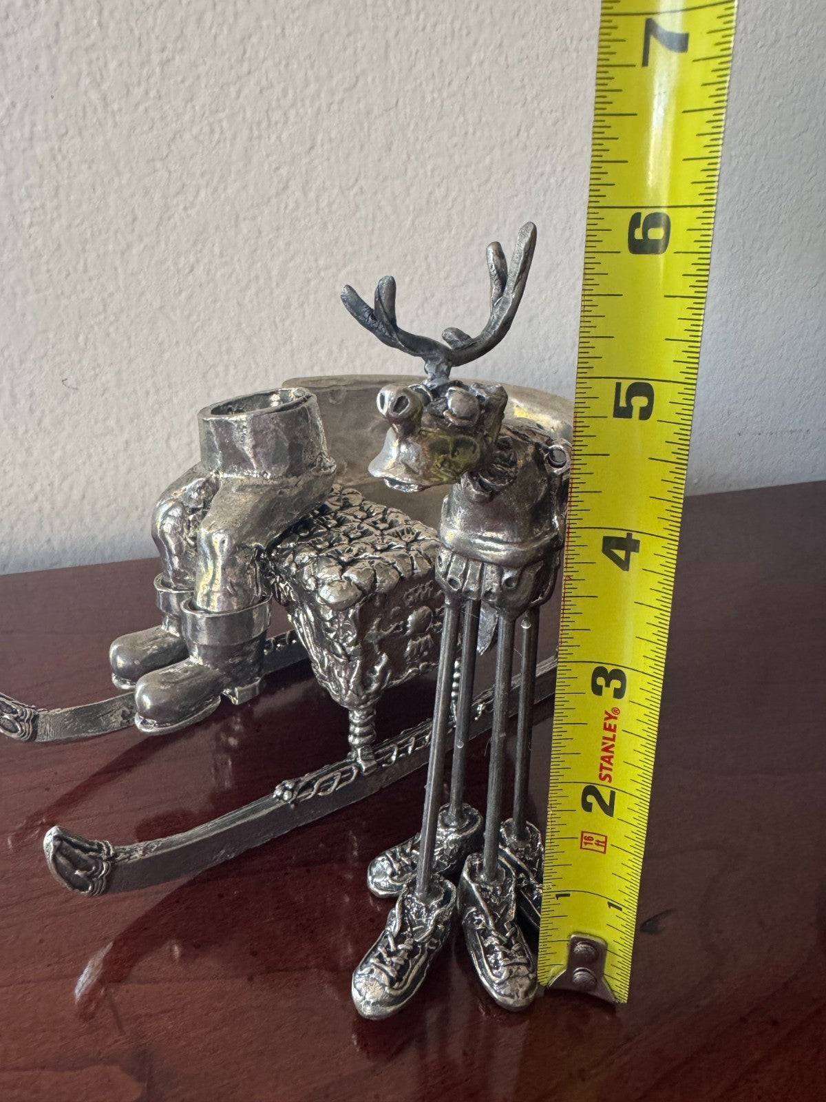 Whimsical Metal Christmas Sleigh & Reindeer Set – Silver-Plate  Holiday