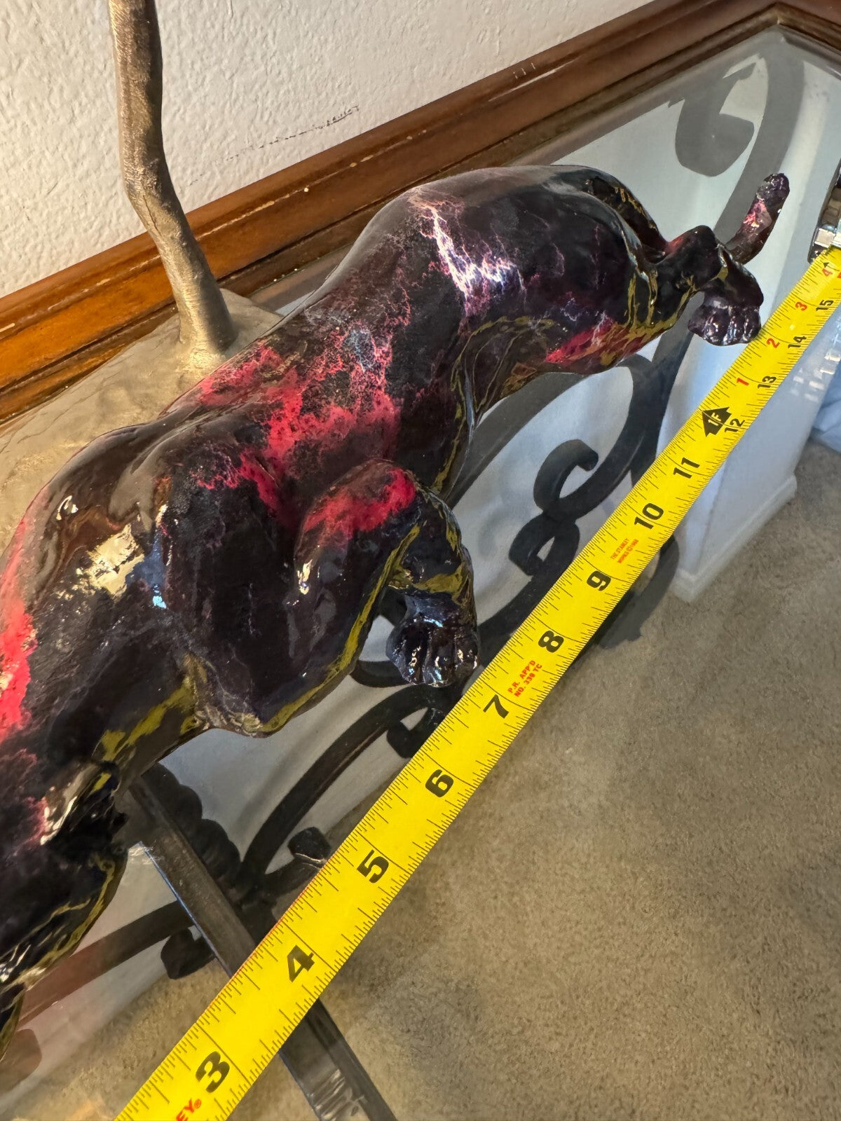 Handcrafted Black Panther Sculpture – Abstract Art Figurine with Black  & Pink