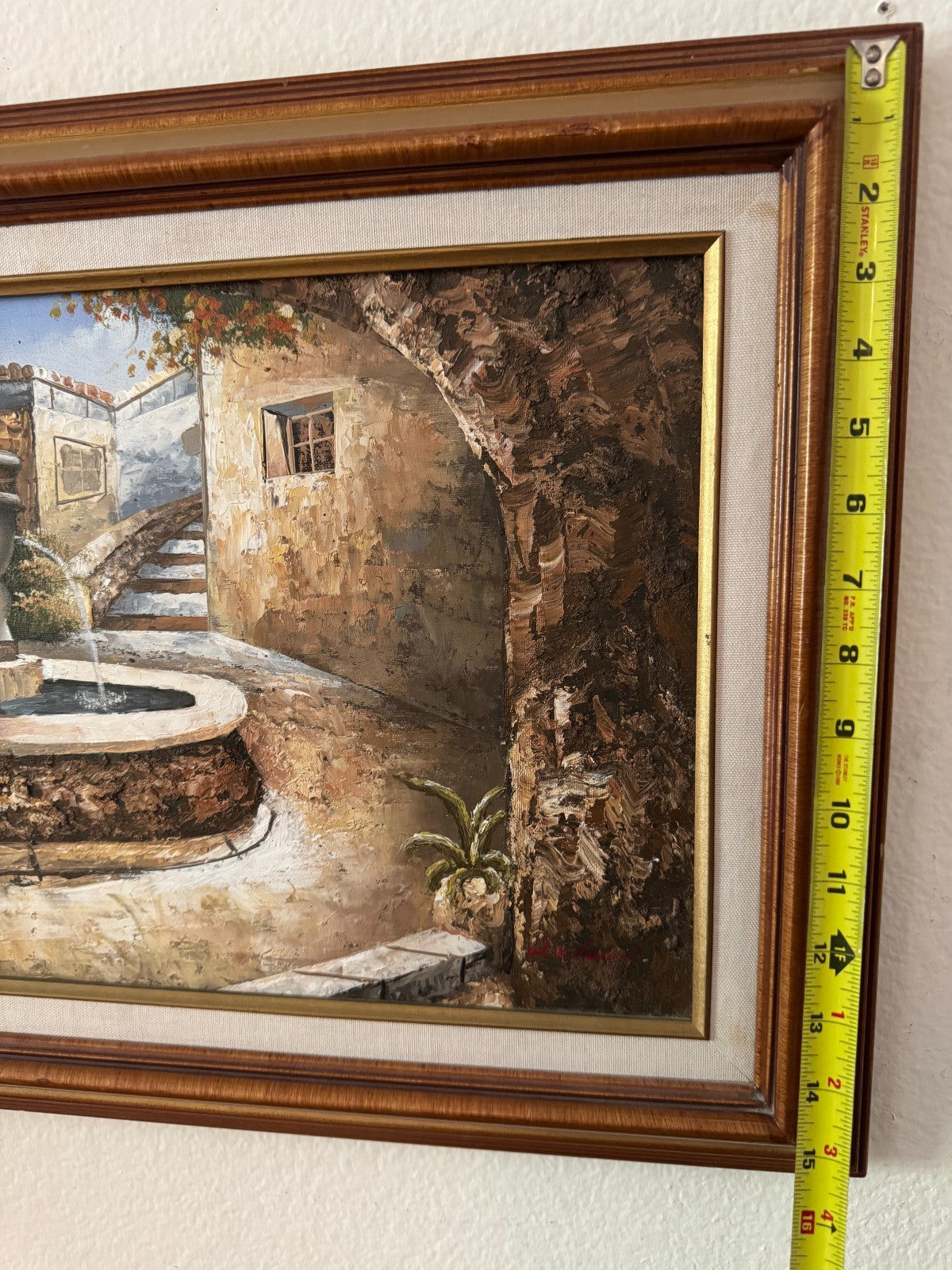 W. Nelson Signed Original Oil Painting – Mediterranean Courtyard Scene – 15x20 W