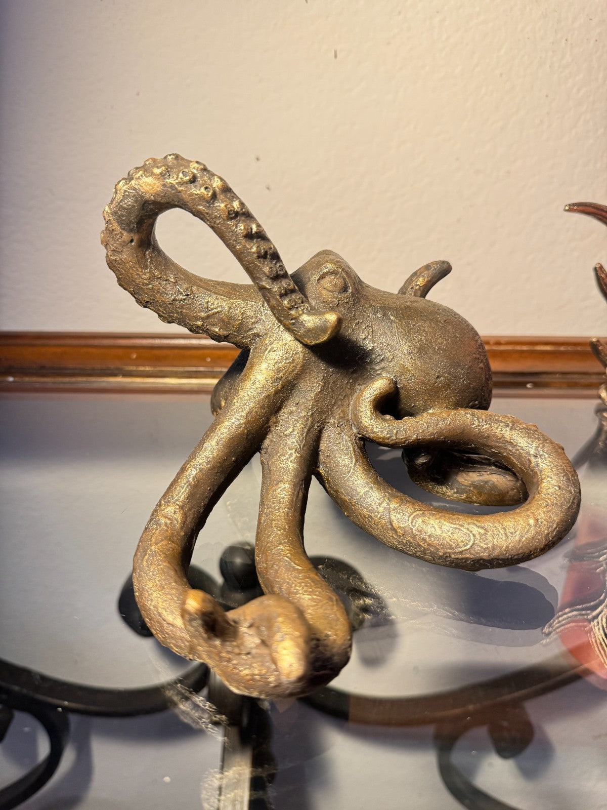 Bronze Finish Resin Octopus Figurine – 7” Nautical Coastal Decor Statue