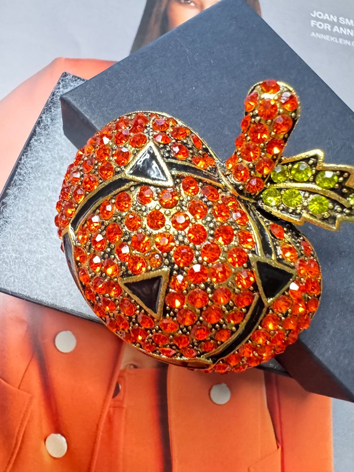 Rhinestone Pumpkin Brooch Halloween Party Pin Women Unisex Free Shipping 2-5 Day